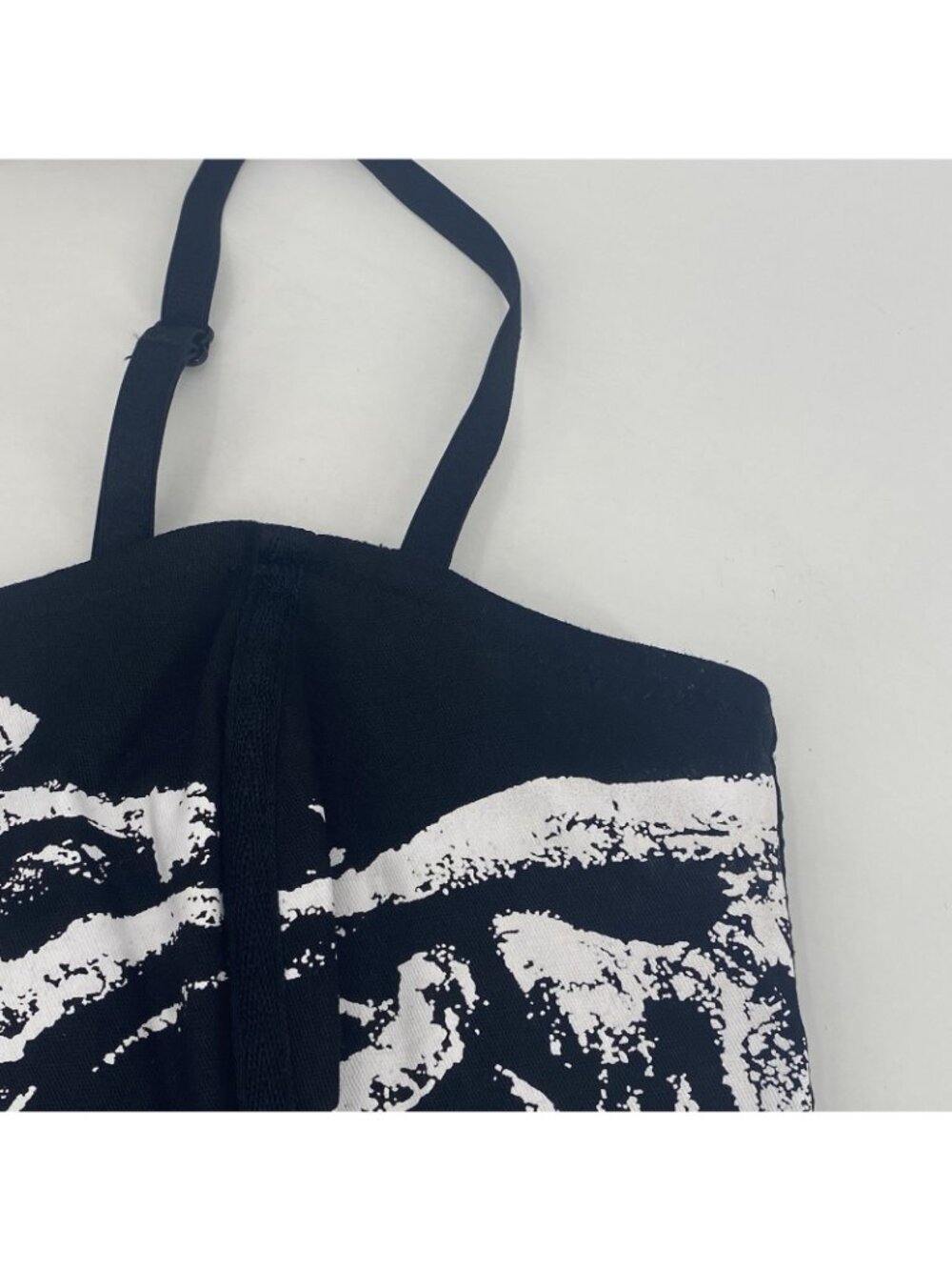 lip service Size M Black Corset Skeleton Grunge With Choker Necklace Y2K Goth - Picture 9 of 15